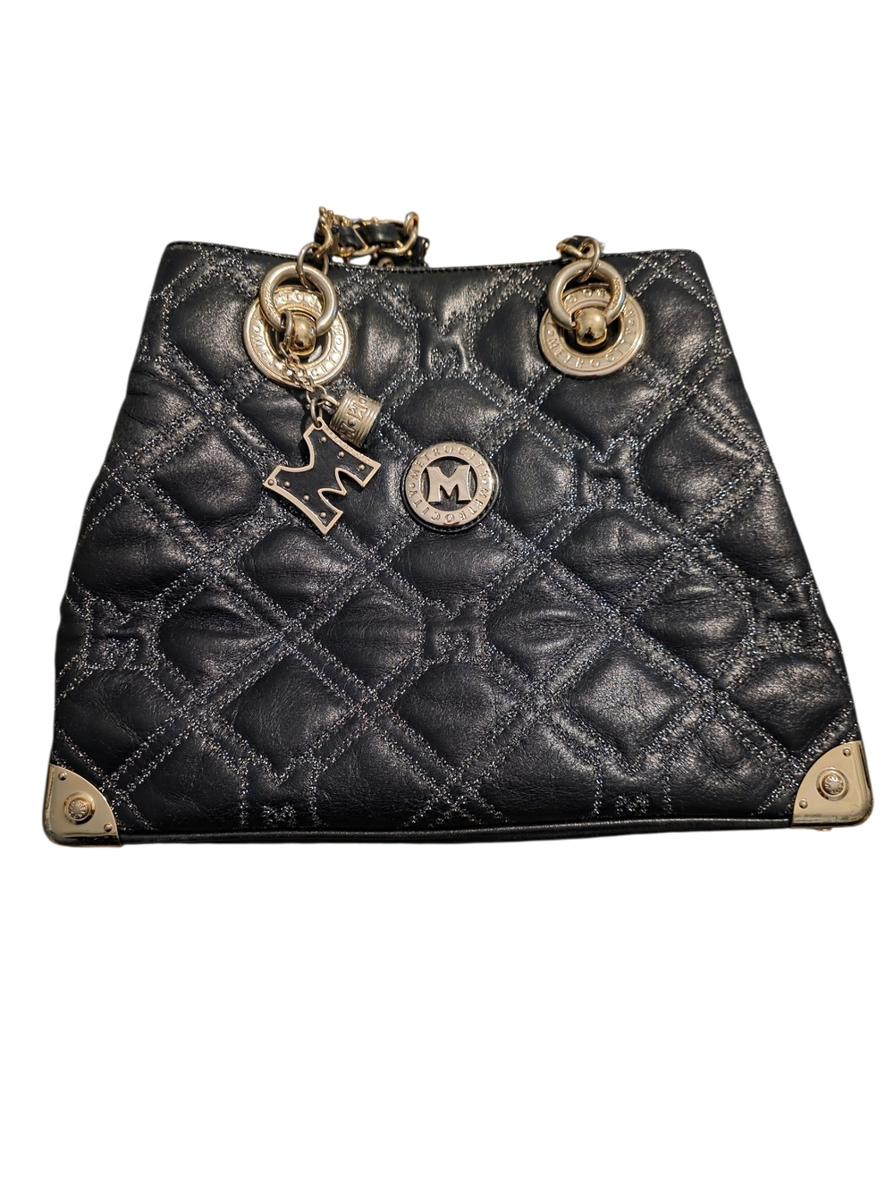 Metrocity Quilted Black Leather Shoulder Bag